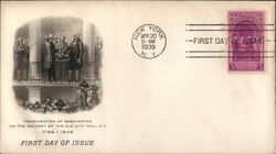 Inauguration of Washington on the Balcony of the Old City Hall, NY 1769-1939 First Day Cover