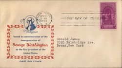 Issued in Commemoration of the Inauguration of George Washington as the First President First Day Covers First Day Cover First D First Day Cover