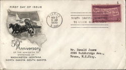 50th Anniversary of the Addmission to Statehood of Washingto - Montana - North Dakota - First Day Cover