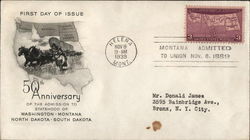 50th Anniversary of the Admission to Statehood of Washington - Montana- North Dakota - South Dakota First Day Covers First Day C First Day Cover