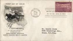 50th Anniversary of the Admission to Statehood of Washington, Montana, North Dakota South Dakota First Day Cover