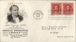 Famous Americans Series - Authors - James Fenimore Cooper, 1789-1851 First Day Covers First Day Cover First Day Cover First Day Cover