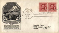 James Fenimore Cooper - Author First Day Cover