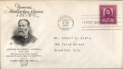 Famous Americans Series - Poets James Russell Lowell 1819 - 1891 First Day Covers First Day Cover First Day Cover First Day Cover