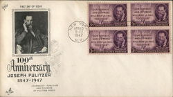 100th Anniversary - Joseph Pulitzer 1847 - 1947 First Day Covers First Day Cover First Day Cover First Day Cover