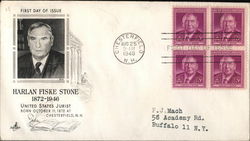 Harlan Fiske Stone, 1872-1946, United States Jurist First Day Cover