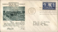 Bicentennial Washington & Lee University 1749 - 1949 First Day Covers First Day Cover First Day Cover First Day Cover