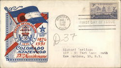 State of Colorado 75th Anniversary 1876-1951 First Day Covers First Day Cover First Day Cover First Day Cover