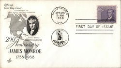 200th Anniversary James Monroe 1758 - 1958 (5th. President of the USA) First Day Covers First Day Cover First Day Cover First Day Cover