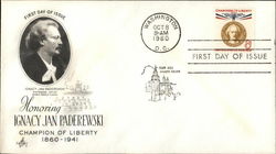 Honoring Ignacy Jan Paderwski Champion of Liberty 1860 - 1941 First Day Cover