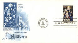 Christmas 1980 - Season's greetings. Epiphany Window Bethlehem Chapel Washington Cathedral First Day Covers First Day Cover Firs First Day Cover