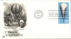 A Tribute to Ballooning - JP Blanchard - Balloonist first successful flight Phil. 1/9/1795 First Day Covers First Day Cover Firs First Day Cover