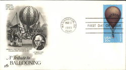 A Tribute to Ballooning - JP Blanchard - Balloonist first successful flight Phil. 1/9/1795 First Day Covers First Day Cover Firs First Day Cover