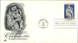 Christmas 1985 - Season's Greetings Madonna and Child by By Luca Della Robbia - Detroit Institute First Day Covers First Day Cov First Day Cover