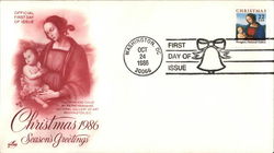 Seasons Greetings, Christmas 1986 First Day Cover