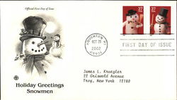 Holiday Greetings Snowmen First Day Covers First Day Cover First Day Cover First Day Cover