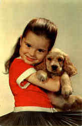 Girl with her Puppy Postcard