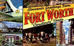 Souvenir Greetings From Fort Worth Cowtown, TX Postcard Postcard