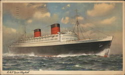 Cunard Steamship Co.Ltd. - R.M.S. "Queen Elizabeth" Large Format Postcard