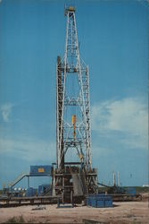 Oil - Black Gold - Oil Drilling Rig Oil Wells Postcard Large Format Postcard Large Format Postcard