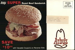 Arby's Roast Beef Sandwich Modern (1970's to Present) Postcard Large Format Postcard Large Format Postcard