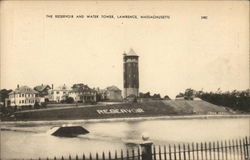 The Reservoir and Water Tower Lawrence, MA Postcard Postcard Postcard