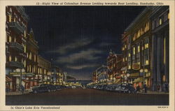 Night View of Columbus Avenue Looking towards Boat Landing Postcard