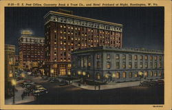 U.S. Post Office, Guaranty Bank & Trust Co., and Hotel Prichard Huntington, WV Postcard Postcard Postcard