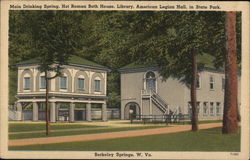 Main Drinking Spring, Hot Roman Bath House, Library, American Legion Hall Berkeley Springs, WV Postcard Postcard Postcard