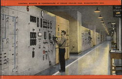 Control Boards in Powerhouse, Grand Coulee Dam Washington Postcard Postcard Postcard