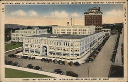 Panoramic View of General Accounting Office. Postal Accounts Division (Formerly Arcade Building) Asheville, NC Postcard Postcard Postcard