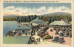 Caroga Lake and Midway at Sherman's Bathing Beach Postcard