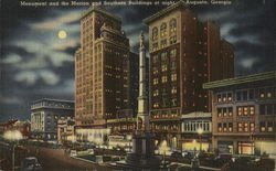 Monument and the Marion and Southern Buildings at night Postcard