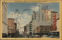 Looking West on Adams from First Street Postcard