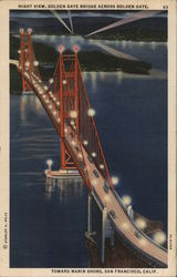 Night View, Golden Gate Bridge San Francisco, CA Postcard Postcard Postcard