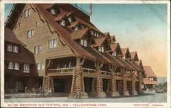 Entrance Old Faithful Inn-Yellowstone Park. Postcard