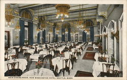 Main Dining Room, New Washington Hotel Seattle, WA Postcard Postcard Postcard