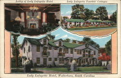 Lobby of Lady Lafayette Hotel, Lady Lafayette Tourists' Cottages Walterboro, SC Postcard Postcard Postcard