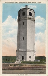 Highland Park Observation and Water Tower Postcard