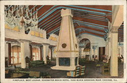 Fireplace, West Lounge, Edgewater Beach Hotel, 5300 Block Sheridan Road Chicago, IL Postcard Postcard Postcard