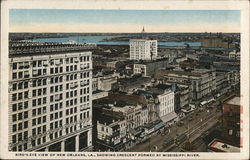 Bird's Eye View of New Orleans, Showing Crescent Formed by Mississippi River Postcard