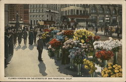 Flower Vendors in the Streets of San Francisco Postcard