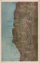 Partial Map of California Coast Maps Postcard Postcard Postcard