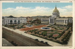 City Hall and Auditorium, Civic Center San Francisco, CA Postcard Postcard Postcard