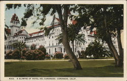 A Glimpse of Hotel Del Coronado California Postcard Postcard Postcard