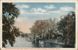 Concord River and Boat House from Old North Bridge Postcard