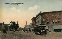 Main St. West From Lisbon St. Postcard