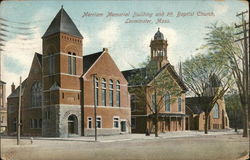 Merriam Memorial Building and 1st Baptist Church Leominster, MA Postcard Postcard Postcard