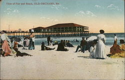 View of Pier and Beach Old Orchard Beach, ME Postcard Postcard Postcard