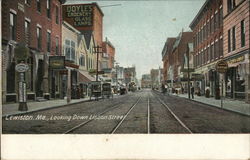 Looking Down Lisbon Street Lewiston, ME Postcard Postcard Postcard